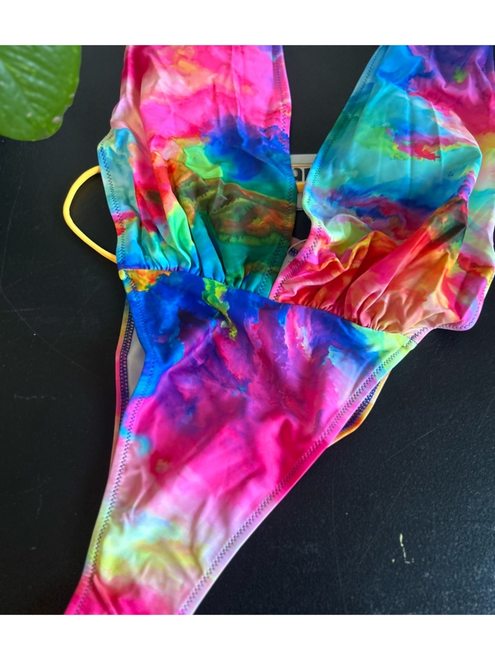 Yira tie-dye swimsuit one piece with back tie around colorful size Small - Picture 4 of 8